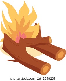 Cartoon Campfire Illustration with Simple Design. Flat Vector Clipart.