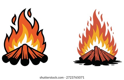 desenhos animados campfire ilustrações sobre fundo branco