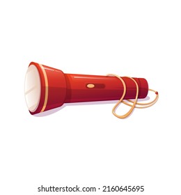 Cartoon camping red flashlight. Isolated on a white background.