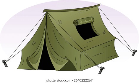 Cartoon Camping Tent – Hand Drawn Summer Hiking Gear Vector Illustration