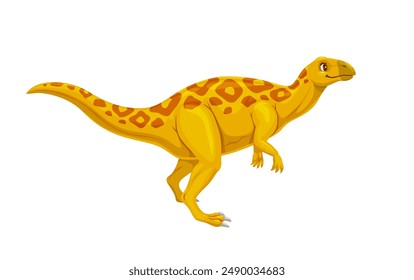 Cartoon camptosaurus dinosaur character, prehistoric lizard animal vector personage. Jurassic period forest dino reptile with funny spots and long tail. Extinct herbivore dinosaur animal character