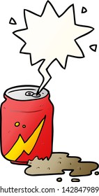 lata de dibujos animados de soda con burbuja de voz en un estilo de gradiente suave