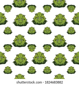 Cartoon Canabis Bud Seamless Pattern 