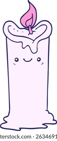 cartoon candle in bright neon colors
