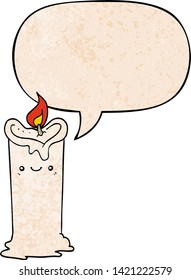 Cartoon-Kerze mit Sprachblase im Retro-Stil