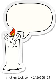 cartoon candle with speech bubble sticker