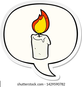 cartoon candle with speech bubble sticker
