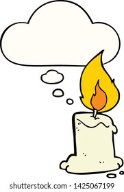 vela de dibujos animados con burbuja de pensamientos