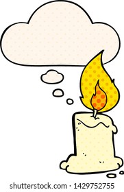 Cartoon-Kerze mit Denkblase im Comicstil