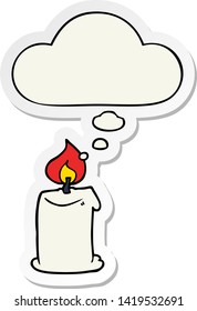 cartoon candle with thought bubble as a printed sticker