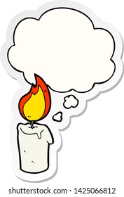 Cartoon-Kerze mit Denkblase als Druckaufkleber