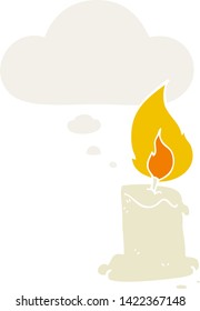 cartoon candle with thought bubble in retro style