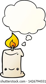 cartoon candle with thought bubble in smooth gradient style