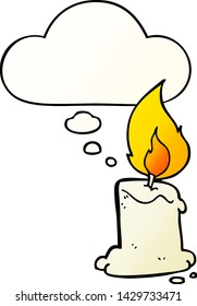 cartoon candle with thought bubble in smooth gradient style