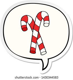 cartoon candy canes with speech bubble sticker