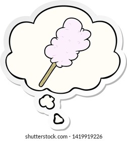 cartoon candy floss with thought bubble as a printed sticker