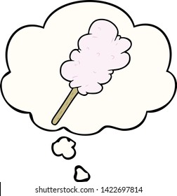 caricatura de caramelos flotando con burbuja de pensamientos