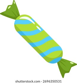 Cartoon Candy mit grünem Wrapper und blauen Streifen