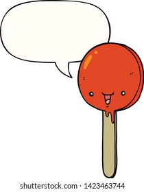 cartoon candy lollipop with speech bubble