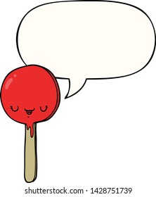 cartoon candy lollipop with speech bubble