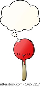 cartoon candy lollipop with thought bubble in smooth gradient style