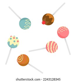 cartoon candys cake balls colored isolated vector