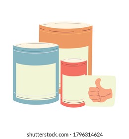 cartoon canned food jars on white background vector illustration design
