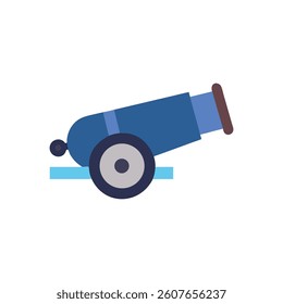 Cartoon Cannon Image, Blue and Gray, on White Background