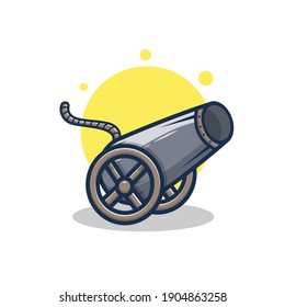 diseño de ilustración vectorial de cañón de dibujos animados. estilo de dibujos animados planos
