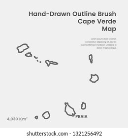 Cartoon Cape Verde Map, Hand Drawn Cape Verde Map, Doodle Cape Verde Map Vector Outline Style Map Information