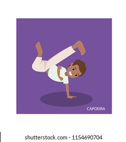Cartoon of capoeira martial arts with standing hand poses