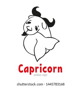 Cartoon Capricorn Zodiac Sign. Vector  