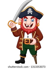Cartoon captain pirate holding a sword