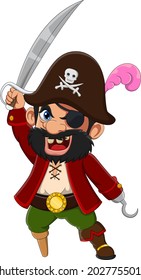 Cartoon captain pirate holding a sword