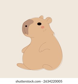 Cartoon Capybara Character Illustration. Cute Capybara Portrait Icon. Funny Doodle Character Drawn Portrait. Positive Wild Capybara Friendly Animal Mascot. Childish cartoon Adorable Happy Pet 