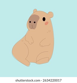 Cartoon Capybara Character Illustration. Cute Capybara Portrait Icon. Funny Doodle Character Drawn Portrait. Positive Wild Capybara Friendly Animal Mascot. Childish cartoon Adorable Happy Pet 