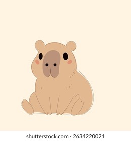 Desenho Animado Capybara Character Illustration. Ícone Retrato Capybara Bonito. Engraçado personagem de doodle desenhado retrato. Positivo selvagem Capybara amigável animal mascote. Desenho infantil Adorável Happy Pet 