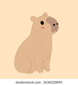Cartoon Capybara Character Illustration. Cute Capybara Portrait Icon. Funny Doodle Character Drawn Portrait. Positive Wild Capybara Friendly Animal Mascot. Childish cartoon Adorable Happy Pet 