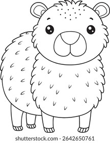 Desenho animado capibara coloração página com design bonito imprimível ótimo para fãs de animais e crianças