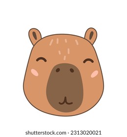 Cartoon capybara. Cute capybara face icon