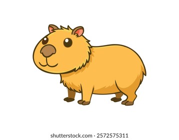 Cartoon Capybara Illustration - Cute Animal Drawing on White Background