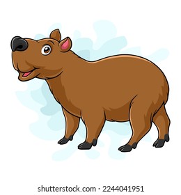 Cartoon capybara on white background