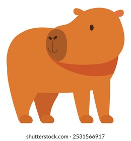 Cartoon capybara standing and showing its teeth with a funny expression