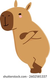 Cartoon Capybara Staying Vector Illustration