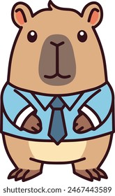 Cartoon capybara wearing cloth illustration