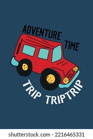 cartoon car adventure time,t-shirt design fashion vector
