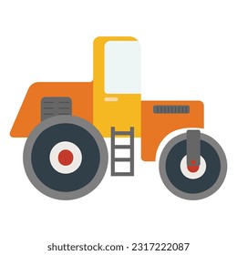 Cartoon car asphalt paver. Vector illustration on a white background