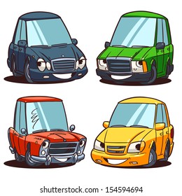 cartoon car characters set