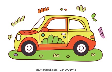 Cartoon Car Children's Illustrations and Vector Poster Design