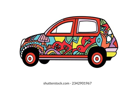 Dibujo de ilustraciones para niños y diseño de afiches para vectores de automóviles de dibujos animados